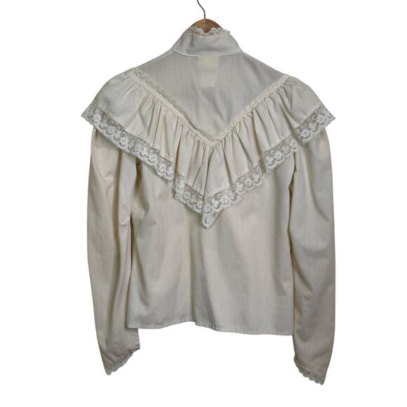 Jessica's Gunnies Size 7 Ivory and White Lace Gunne Sax Button Up Blouse - Picture 6 of 8